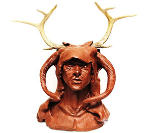 Image of Grace Pavelski's clay sculpture, Deer Bust